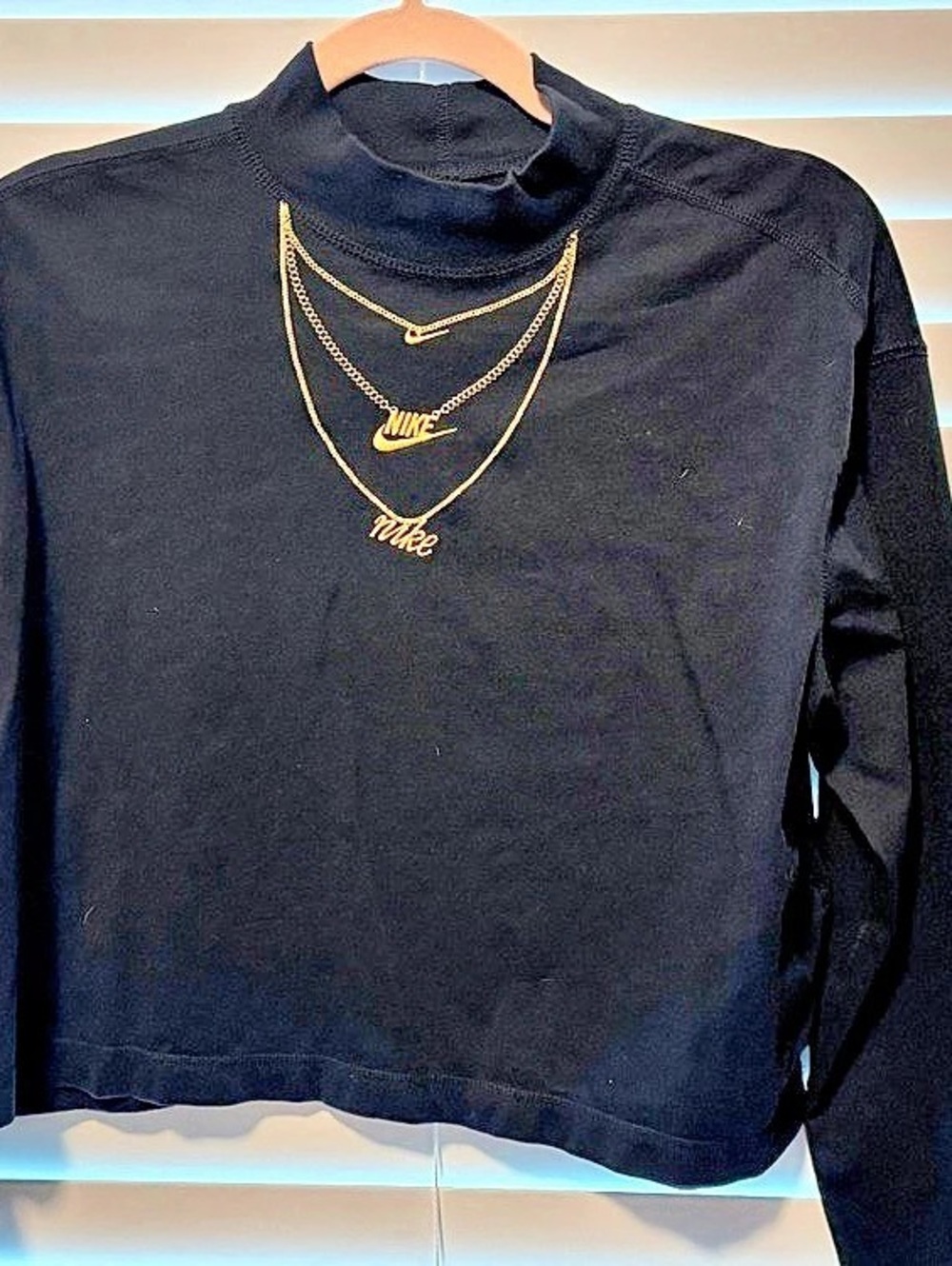 Nike Life Long-Sleeve Mock-Neck Shirt Black Medium